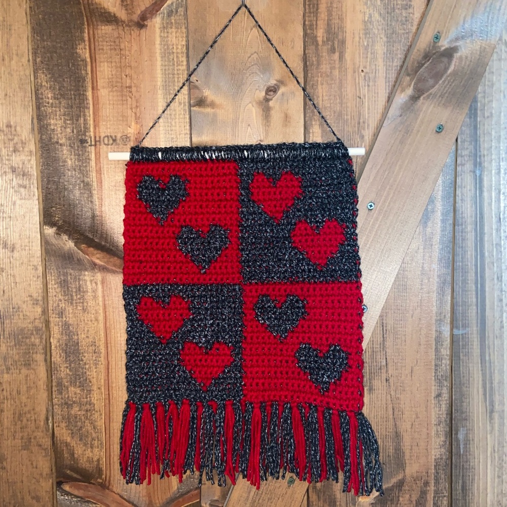 Crocheted Valentine’s Wall Hanging